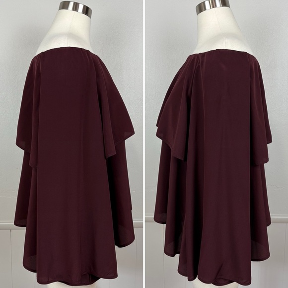 Scanlan Theodore Silk Off Shoulder Tiered Top Size S/M Bell Sleeves Boho Luxury - Picture 6 of 17